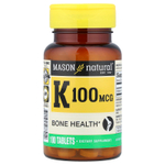 Mason Natural, витамин К, 100 мкг, 100 таблеток