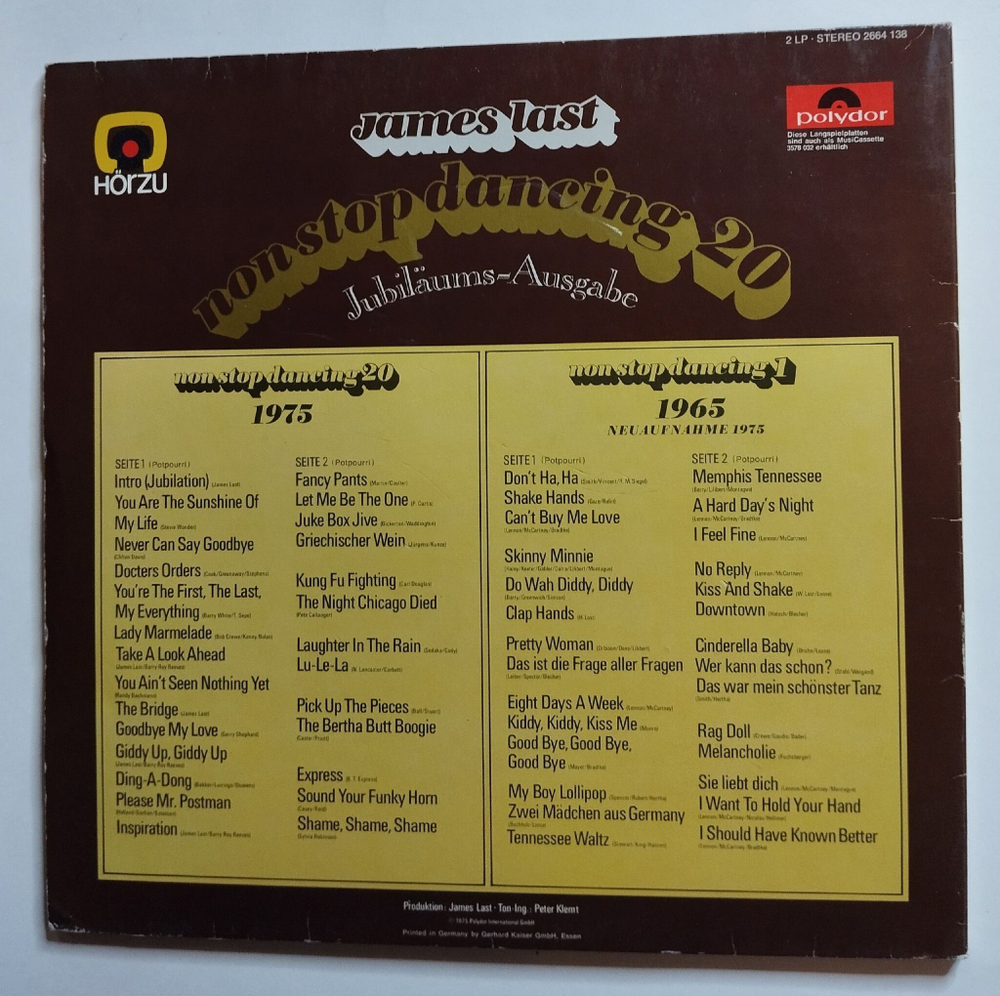 Винтажная виниловая пластинка LP James Last Non Stop Dancing 20 Jubilaums Ausgabe (Germany 1975)