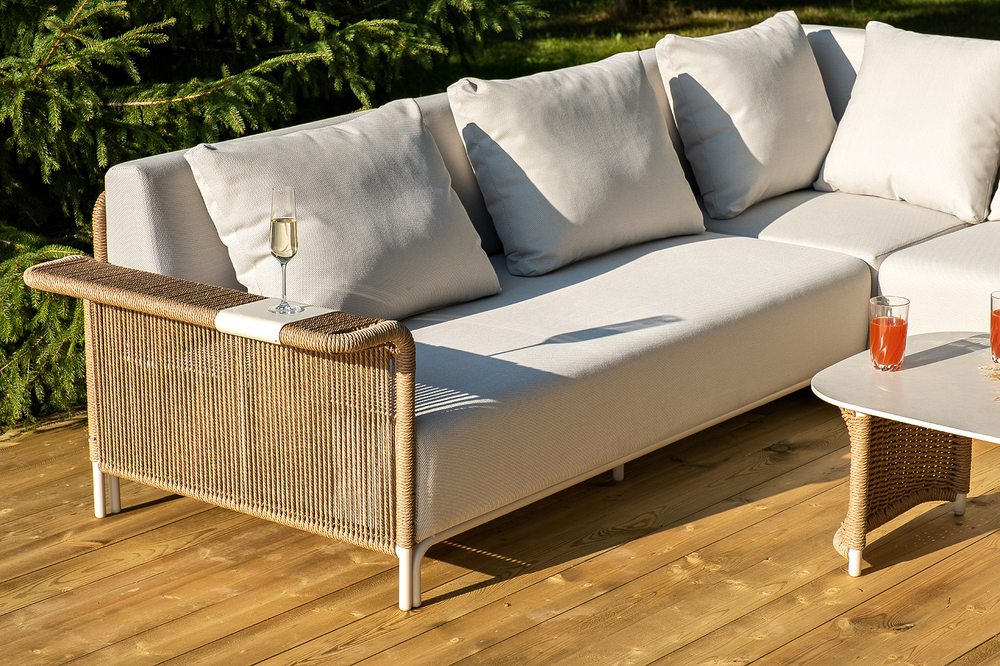 "Мальдивы" трансформирующаяся лаунж-зона из искусственного ротанга, цвет соломенный