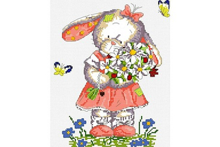 "Зайка с букетом"- B-423  вышивка