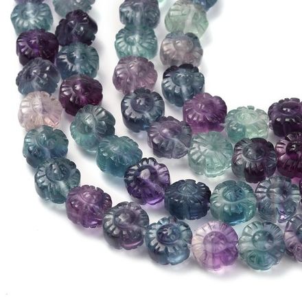 Бусина Цветок 10мм, флюорит (в ассортименте)