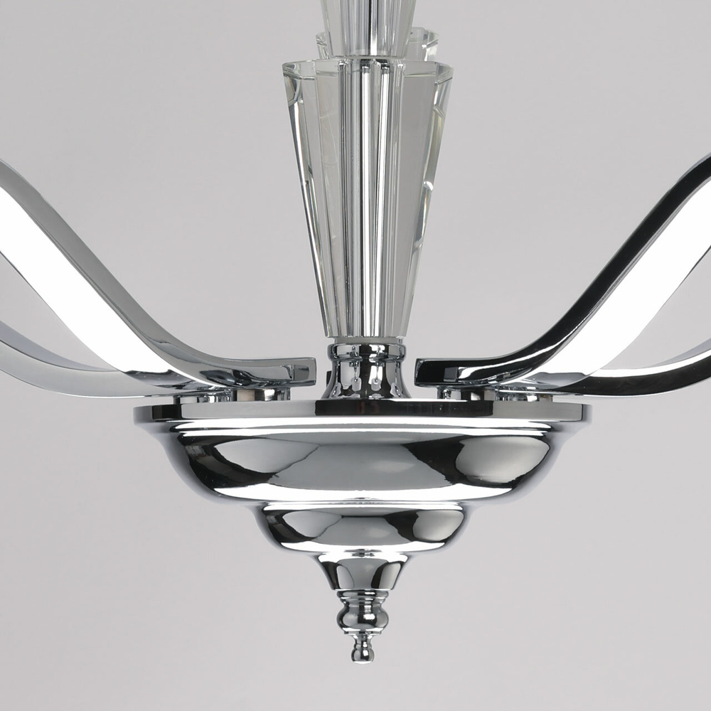 Люстра подвесная для гостиной/спальни/кухни/столовой/офиса MW-Light Палермо, 5 ламп E14, 200 Вт, 10 м2, хром/белый