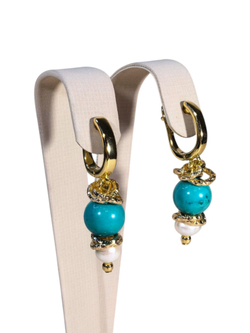 Комплект колье и серьги с хризоколлой