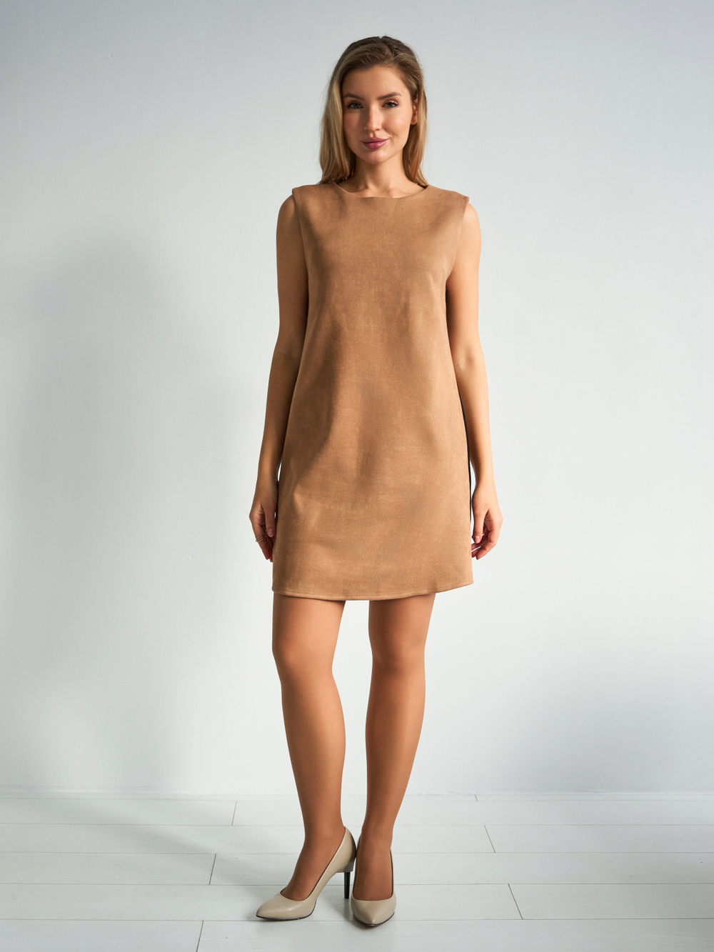 Платье сарафан офисный замшевый