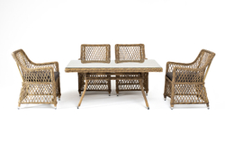 "Латте–140 L" обеденная группа плетеная, цвет соломенный