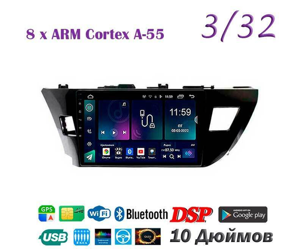 Topway TS18 3+32GB 8 ядер для Toyota Corolla 2014-2016