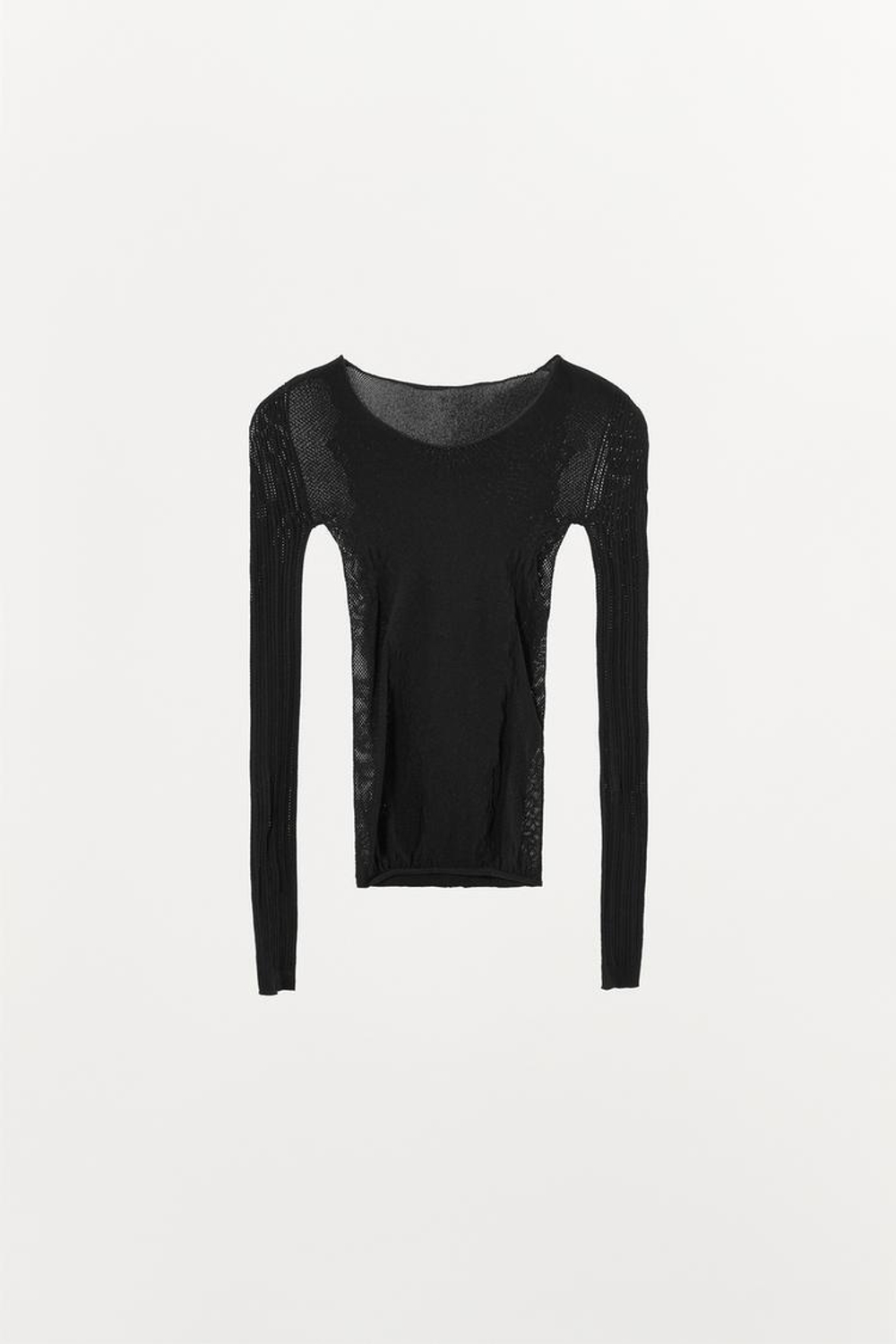 ZARA БЕСШОВНЫЙ КРУЖЕВНОЙ ТОП, ЧЕРНЫЙ