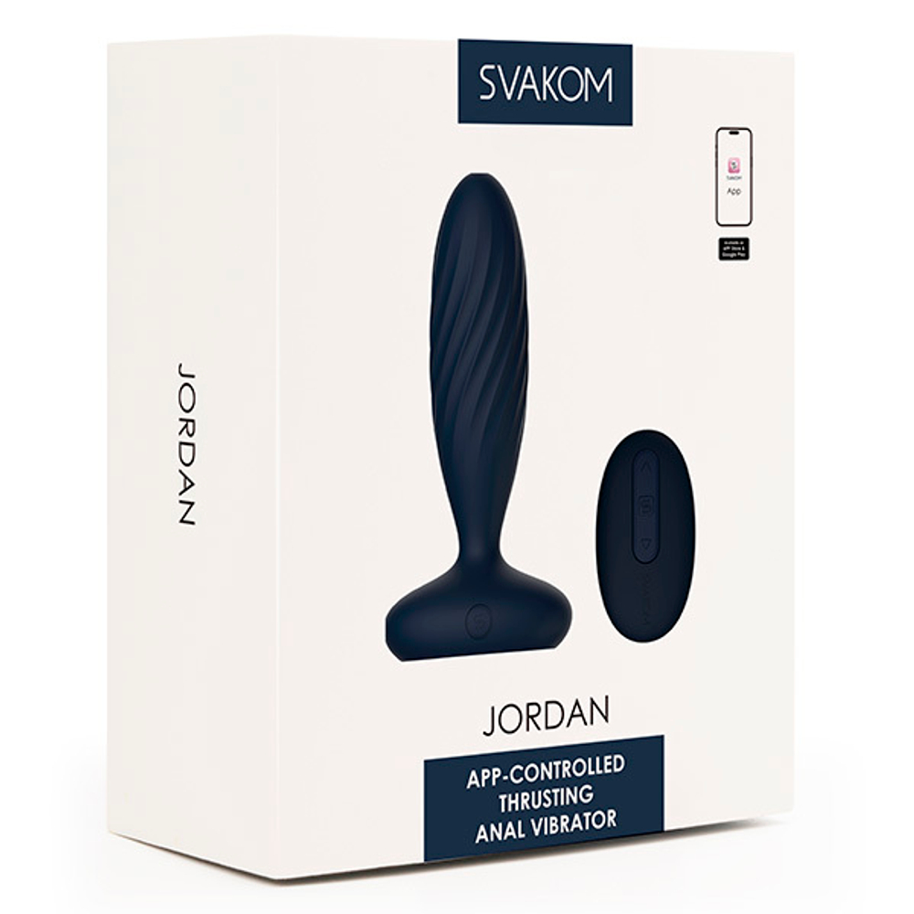 Темно-синяя анальная вибропробка 12см с поступательными движениями Svakom Jordan SA297A