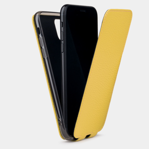 Чехол для iPhone 11 из натуральной кожи теленка, желтого цвета