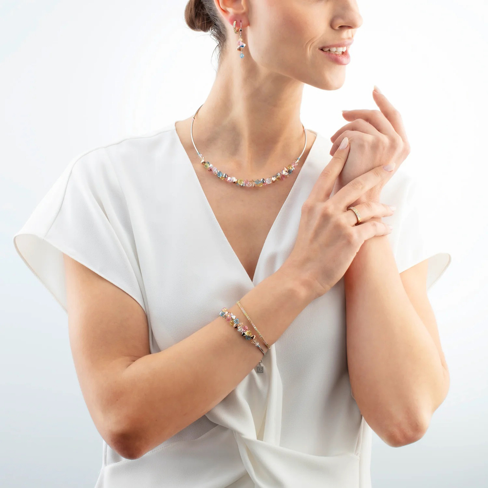 Серьги Coeur de Lion Hoop Multicolour Pastel Gold 15мм 0146/23-1590