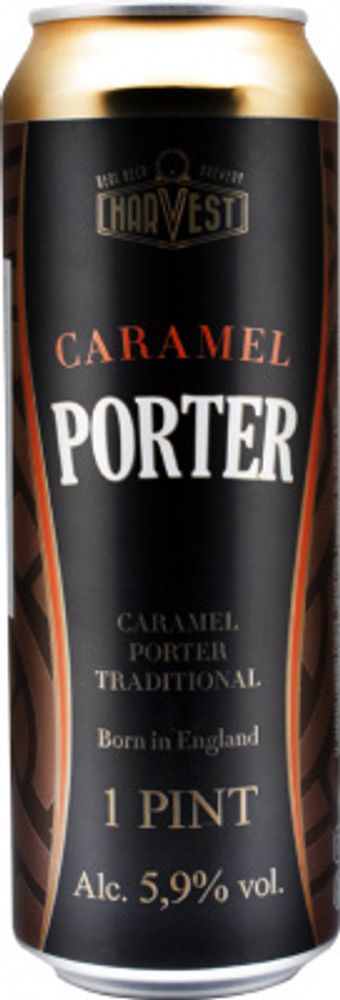 Пиво Харвест Карамель Портер / Harvest Caramel Porter 0.568 - банка