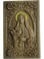 Икона Тереза резная из массива дуба. Размер 14*21.8см