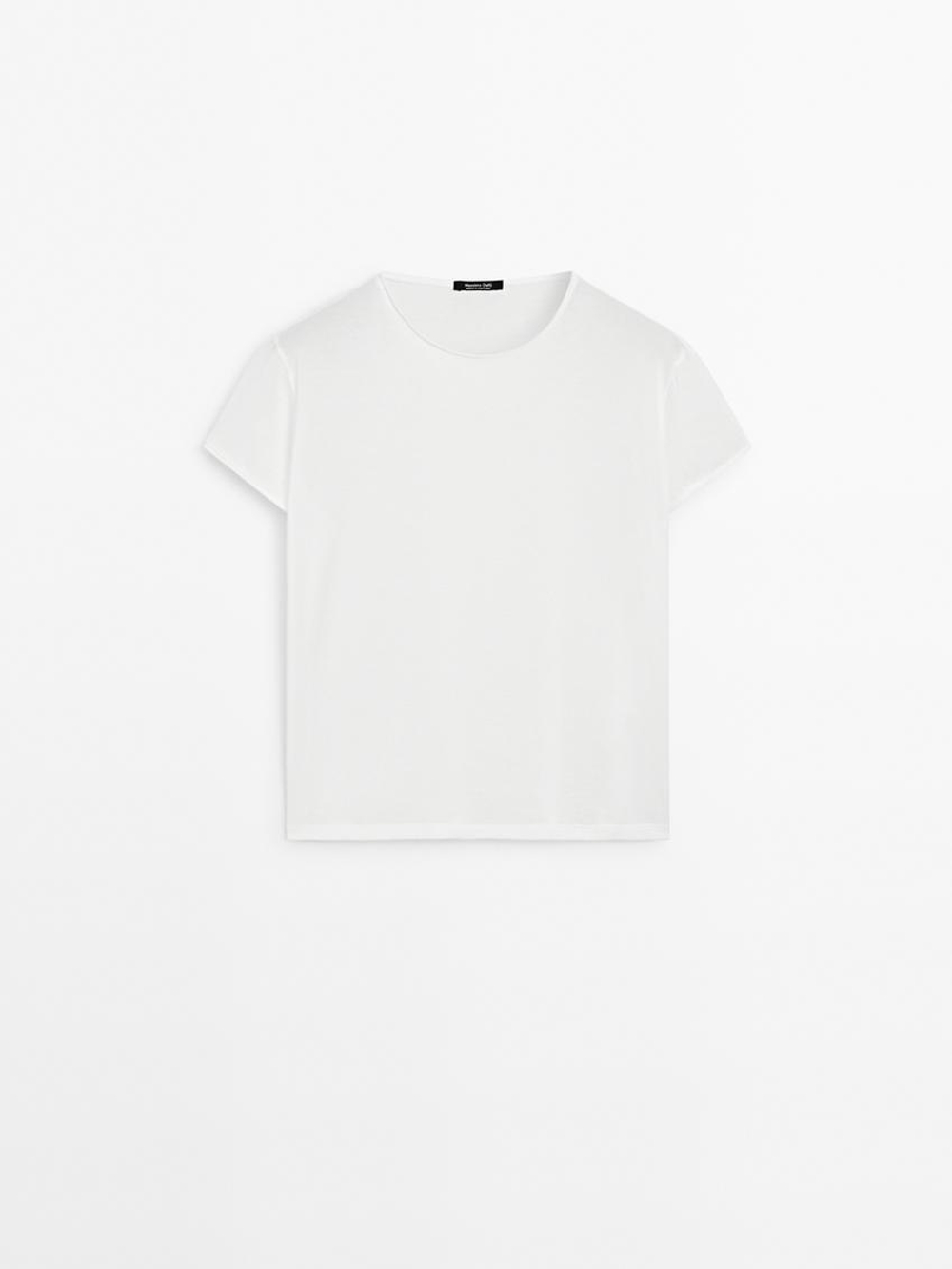 Massimo Dutti Футболка с короткими рукавами из 100% хлопка, белый