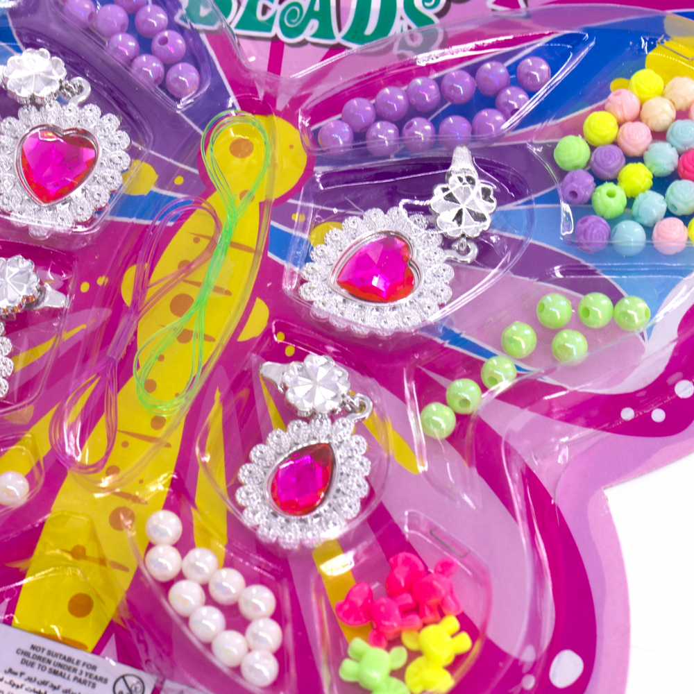 Набор для создания украшений-бусины Alingar, 280х295х15мм, "Бабочка 4", 3 вид. бус., серьги, 2х0,5 м леска, блистер с европод.