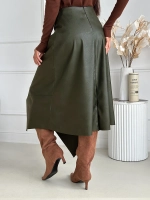 Юбка кожаная трапеция миди