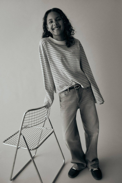 H&M Джинсы Baggy Fit Bootcut, светло-серый