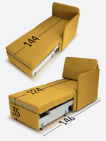 Кресло-кровать "Миник" с левым подлокотником, под правую руку, велюр Dream Yellow