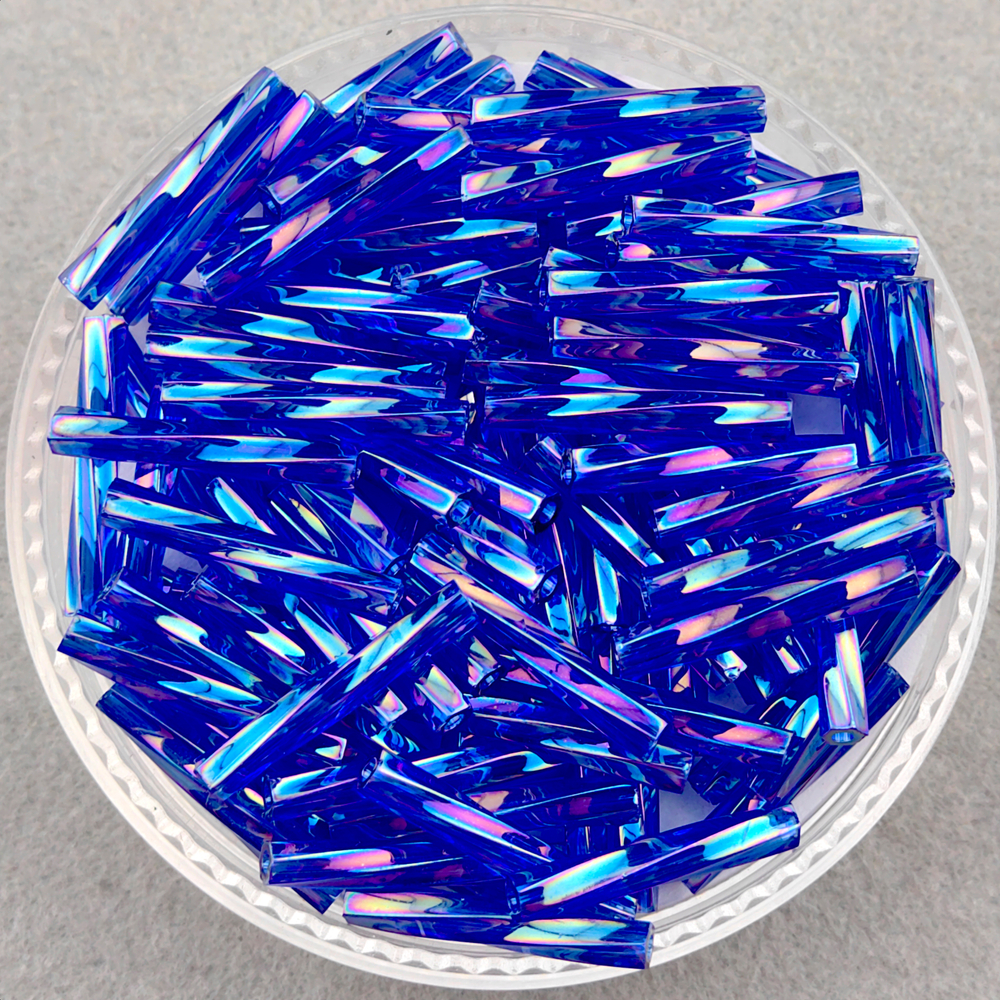 Стеклярус Miyuki Twisted Bugle, цвет #0177 (кобальт, прозрачный радужный)