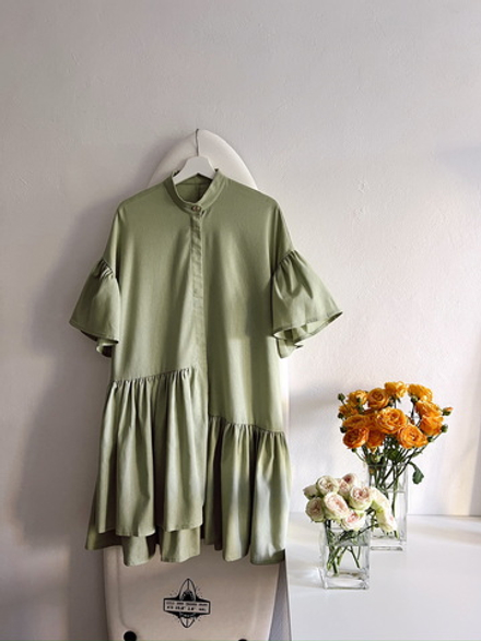 Платье с коротким рукавом (цвет - фисташковый)