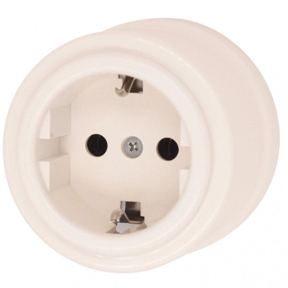 Розетка с З.К., пластик, цвет Песочное золото B1-101-24