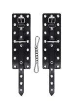 Черные однослойные наручники с люверсами (Цвет: черный)