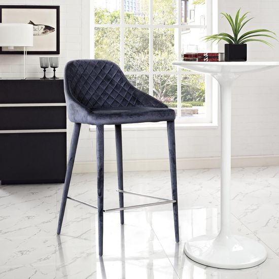 Стул полубарный Douglas, бархат чёрный