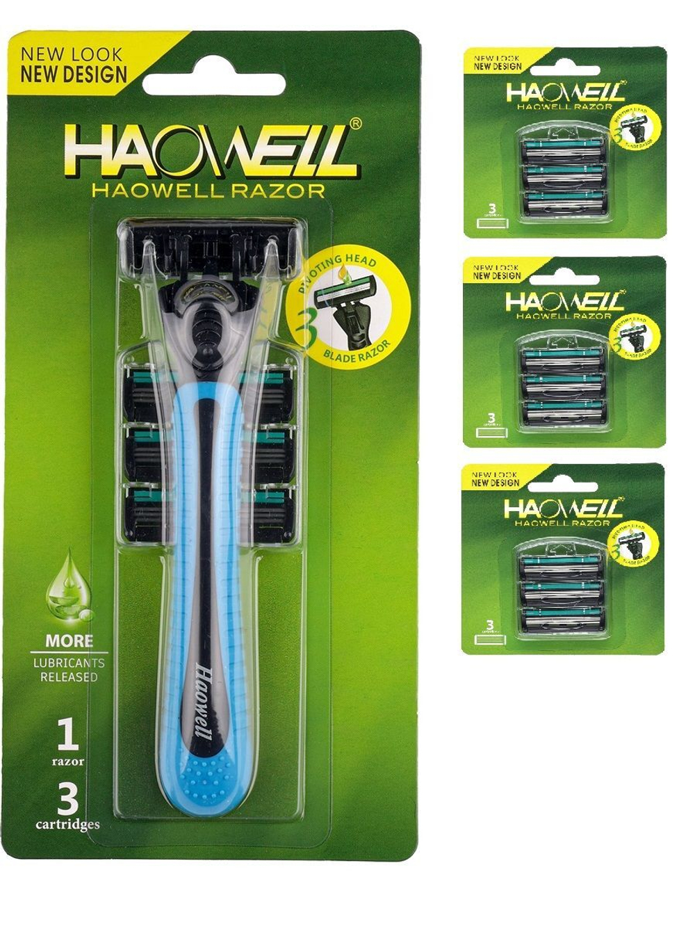 Бритва мужская , 13 многоразовых картриджей c 3 лезвиями HAOWELL плавающая головка, полоска Aloe+витамин E