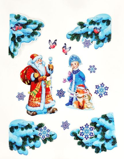 Новогодние многоразовые наклейки, 26 * 30 см