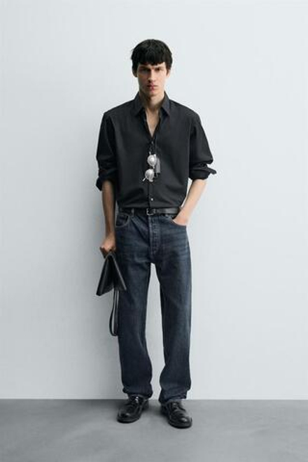 ZARA ДЖИНСЫ STRAIGHT FIT, ТЕМНО-СИНИЙ