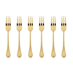 Sambonet - Набор из 6 вилок для торта Taormina PVD Gold / артикул   52766GA5  / GTIN 8014808477812
