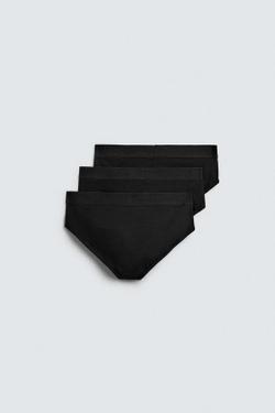 ZARA СЛИПЫ БАЗОВЫЕ (3 ШТ.), ЧЕРНЫЙ