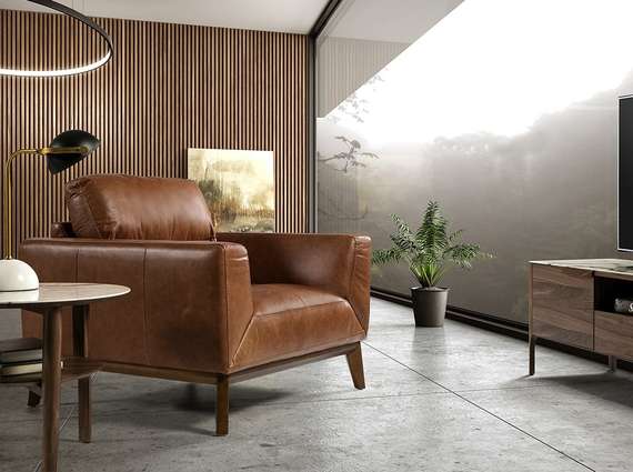 Кресло Angel Cerda KF1016-1P, коричневая кожа