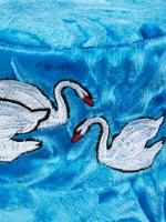 Панама голубая с вышивкой "Лебеди" и бахромой OLA OLA