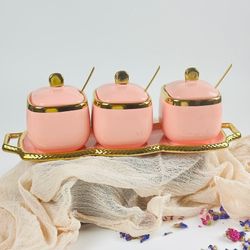 Lenardi 164-012 Набор из 3 банок 350мл с ложками на подставке в под.уп.(х9) Фарфор