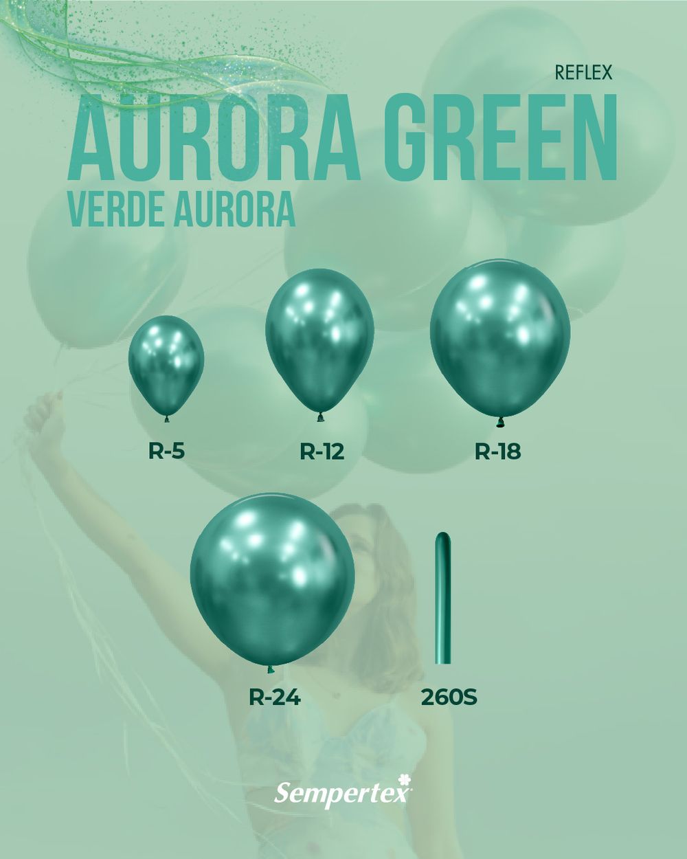 Шар (12''/30 см) Reflex, Зеркальный блеск, Аврора грин (932), хром, 12 шт.