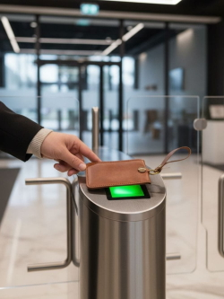 Бейдж для пропуска из натуральной кожи (коричнево-рыжий)