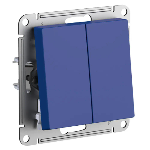 ATLASDESIGN 2-клавишный ПЕРЕКЛЮЧАТЕЛЬ, сх.6+6, 10АХ, механизм, АКВАМАРИН