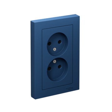 Розетка 2-м AtlasDesign 16А без заземл в сборе аквамарин SE ATN001120