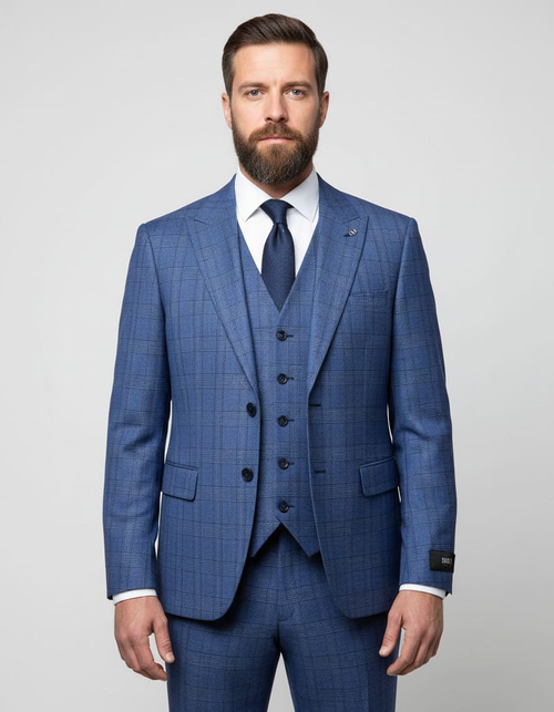 Мужской классический костюм (синий) В33