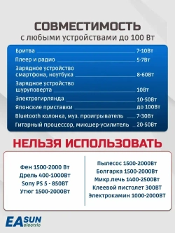 Адаптер питания 220/110В. EASun Electric. Подключение приборов, работающих от 110В к сети 220В. Мощность до 100Вт.