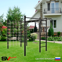 Уличная шведская стенка Sv Sport рукоход с комплектом турник прямой 2шт У5316 (Турник/Брусья/Деревянные/Сетка)