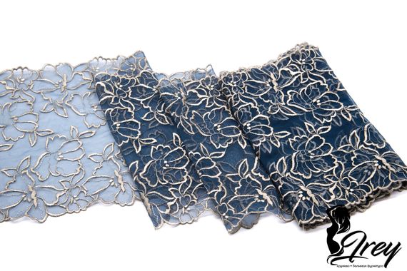 05-108 Вышивка на эл. сетке 18 см, синий/золото