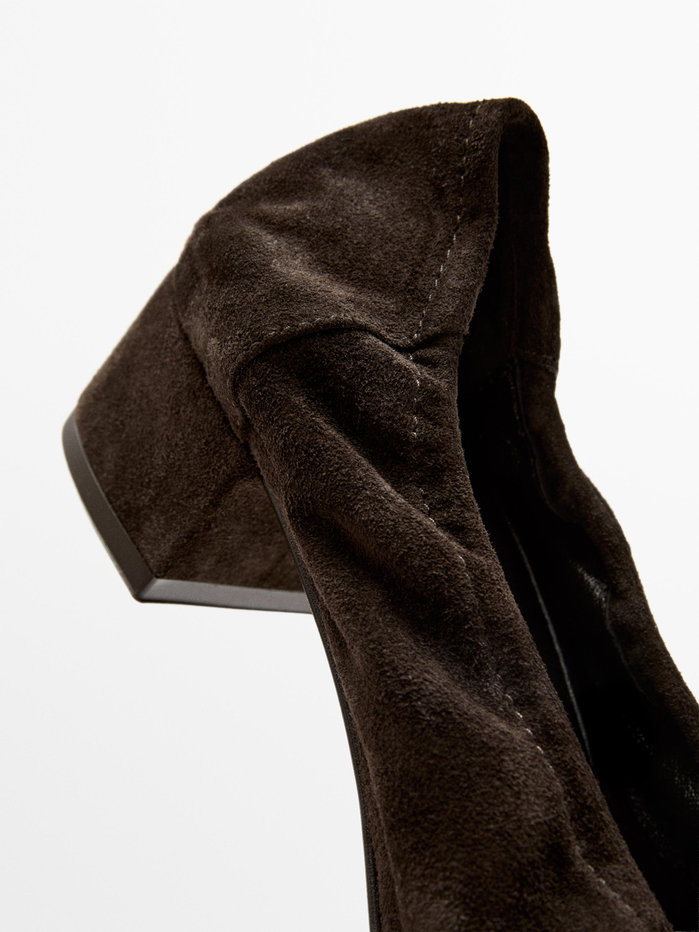 Massimo Dutti Балетки на высоком каблуке, коричневый