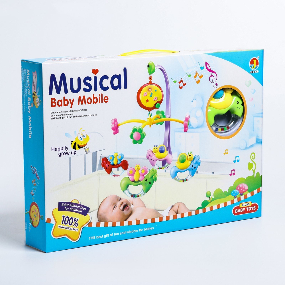 1261744 Мобиль музыкальный «Бабочки и улитки», работает от батареек