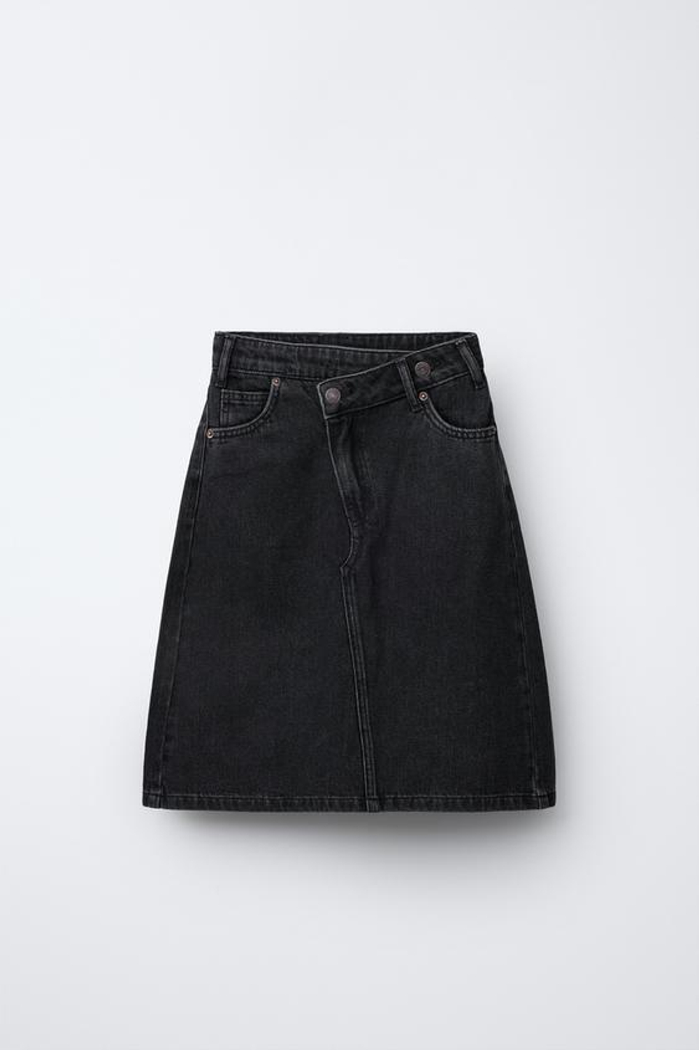 ZARA ДЖИНСОВАЯ ЮБКА МИДИ, ЧЕРНЫЙ