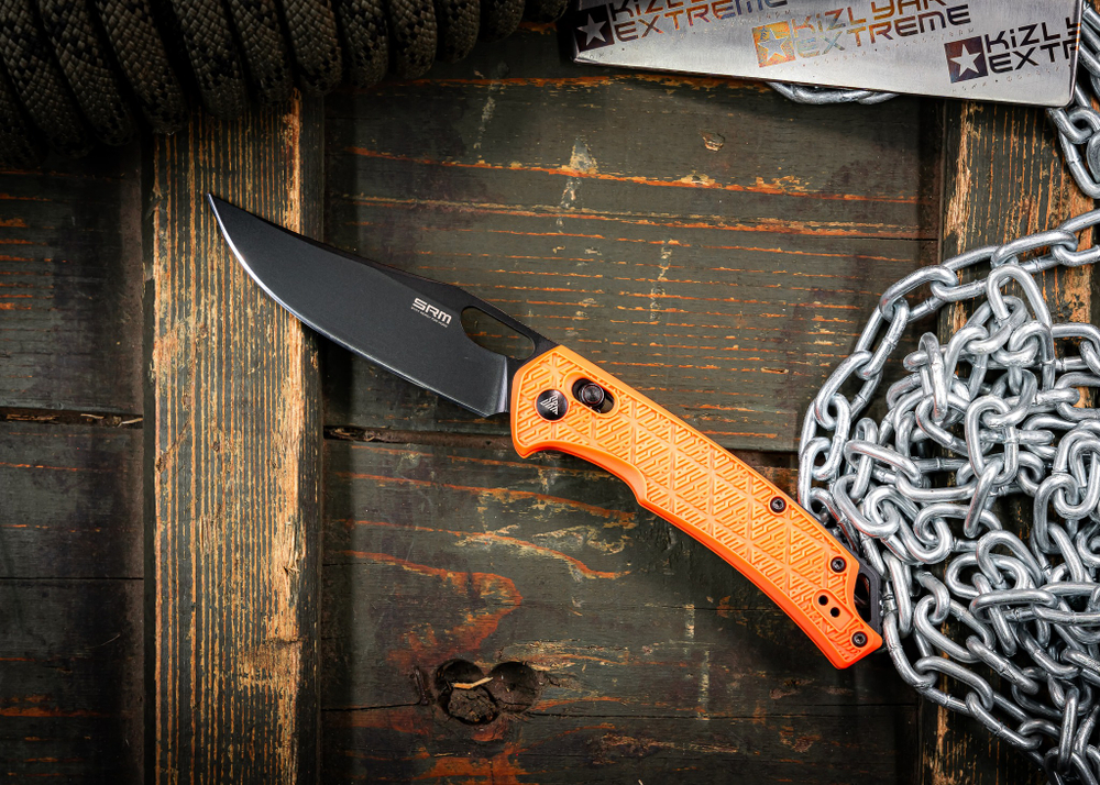 Складной нож SRM 9201-PJ BlackWash сталь 8Cr13MOV рукоять Orange FRN