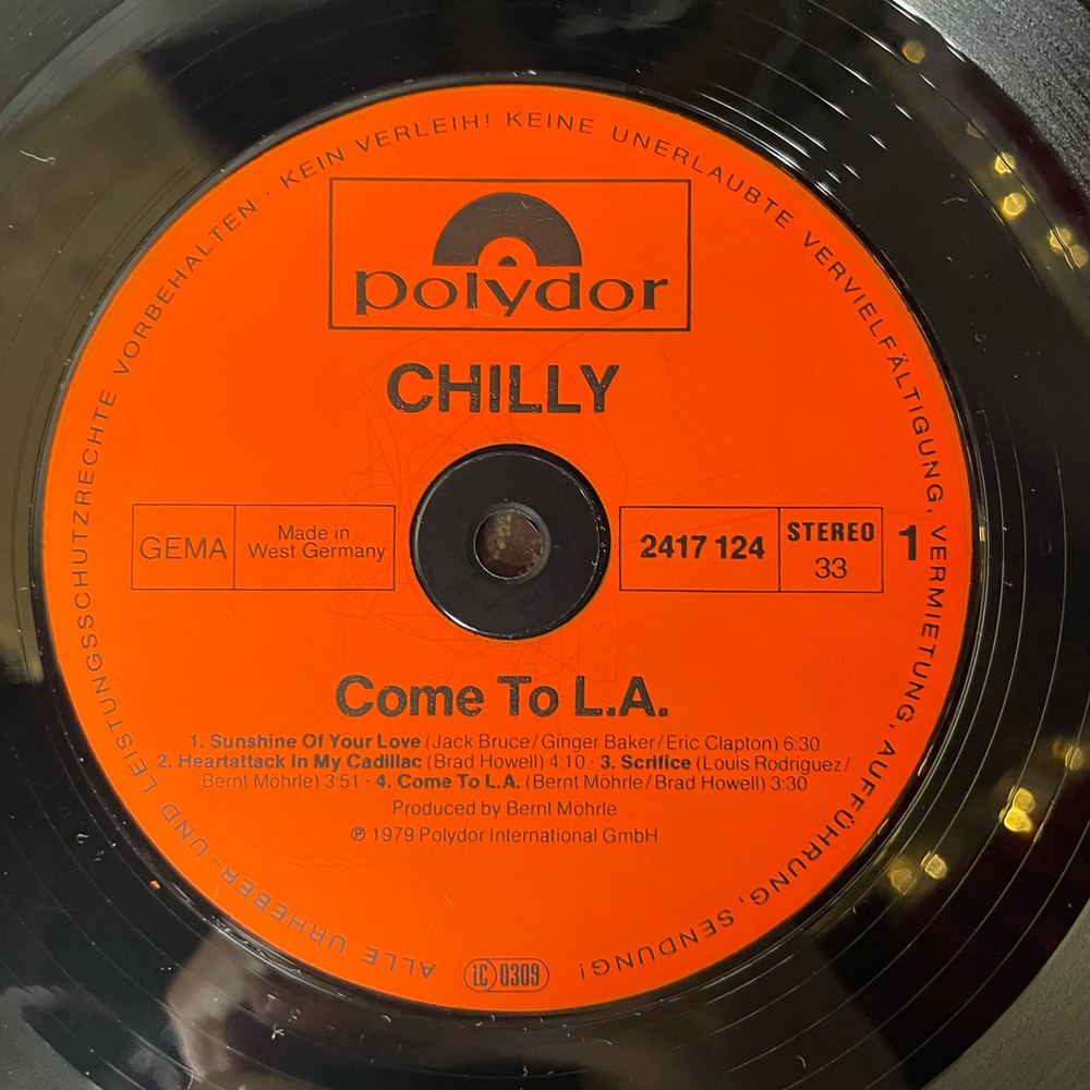 Винтажная виниловая пластинка LP Chilly Come To L.A. (Германия 1979)