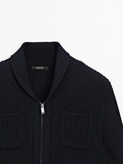 Massimo Dutti Кардиган с застежкой-молнией, темно-синий