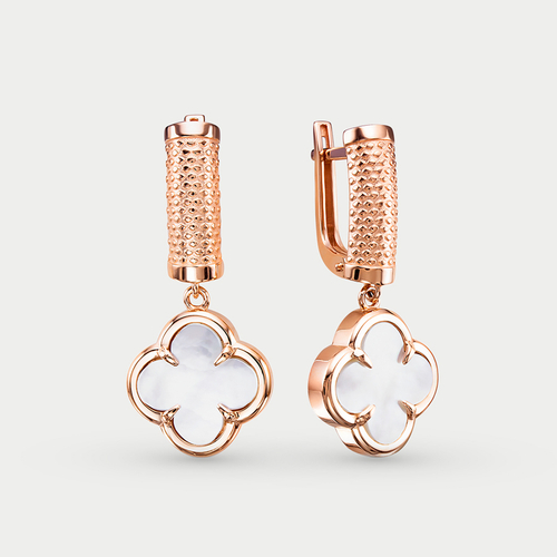 Серьги женские с перламутром из красного золота 585 пробы