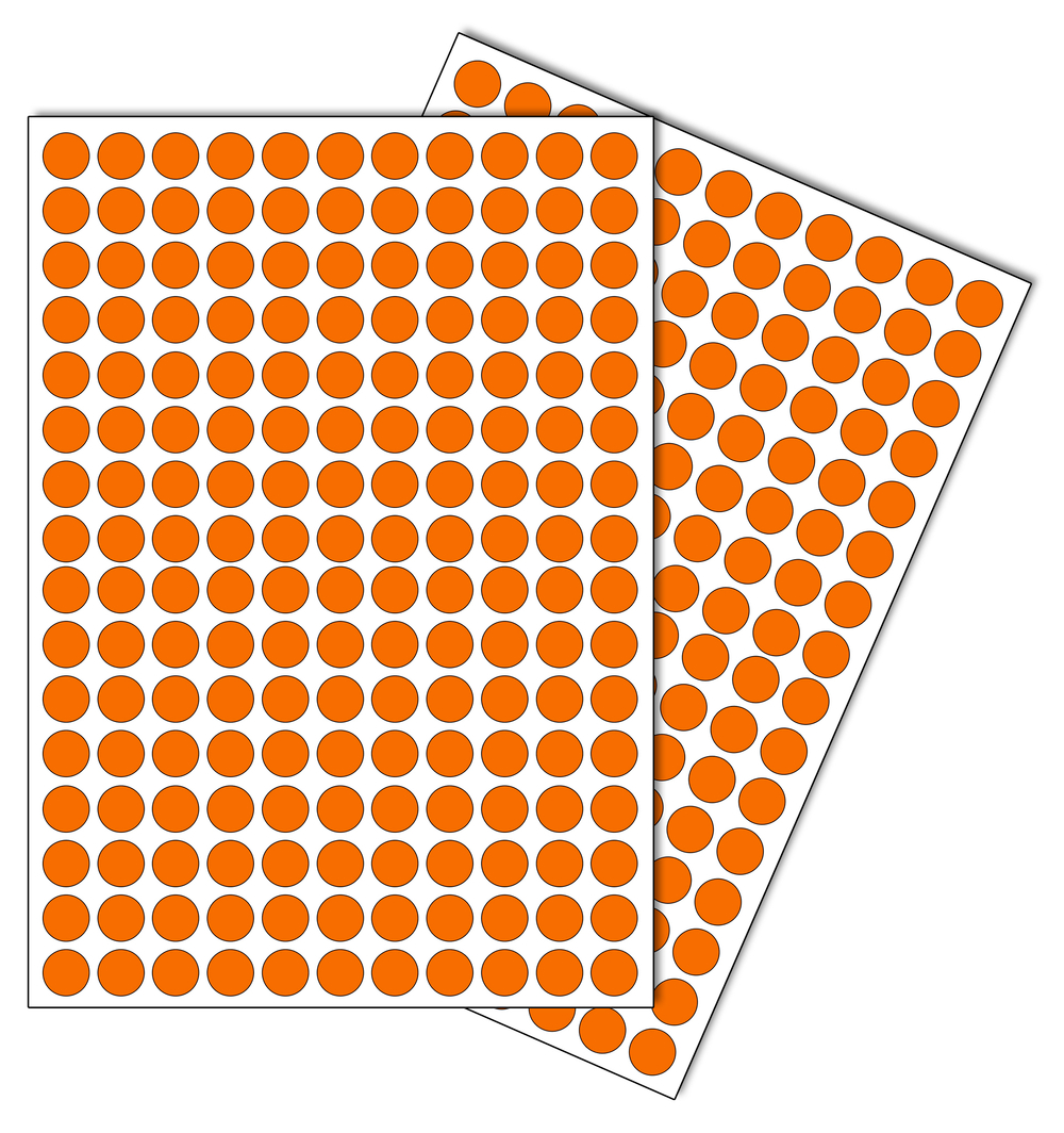 Оранжевые виниловые наклейки для маркировки Policomprint М10, 10 мм.